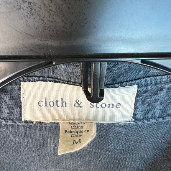 Cloth and Stone Deep Blue Shirt with Silver Silk Screen Print Stars Size M - Picture 6 of 11